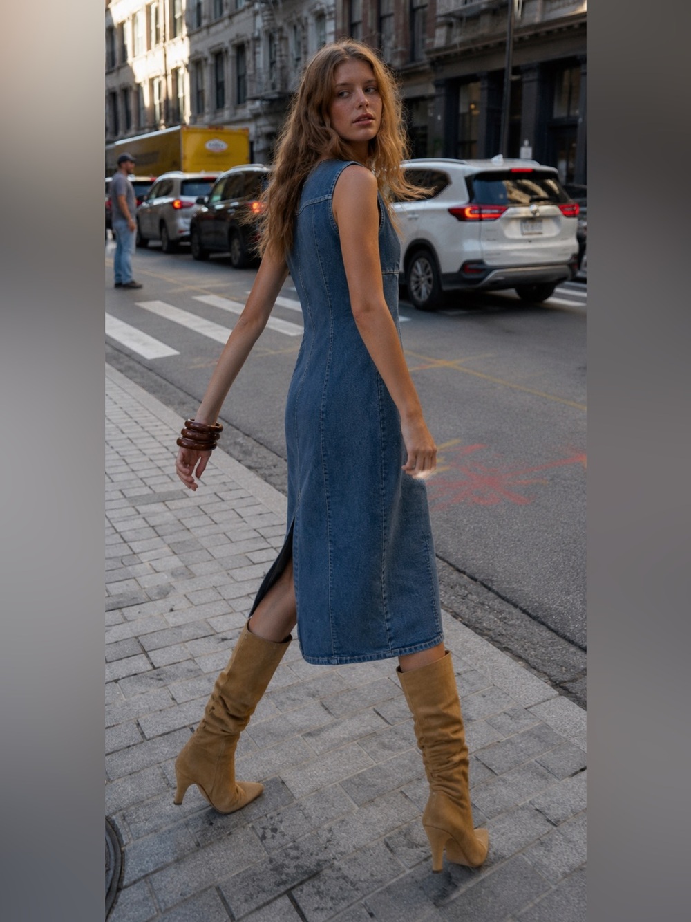 ZARA TRF DENIM MIDI DRESS